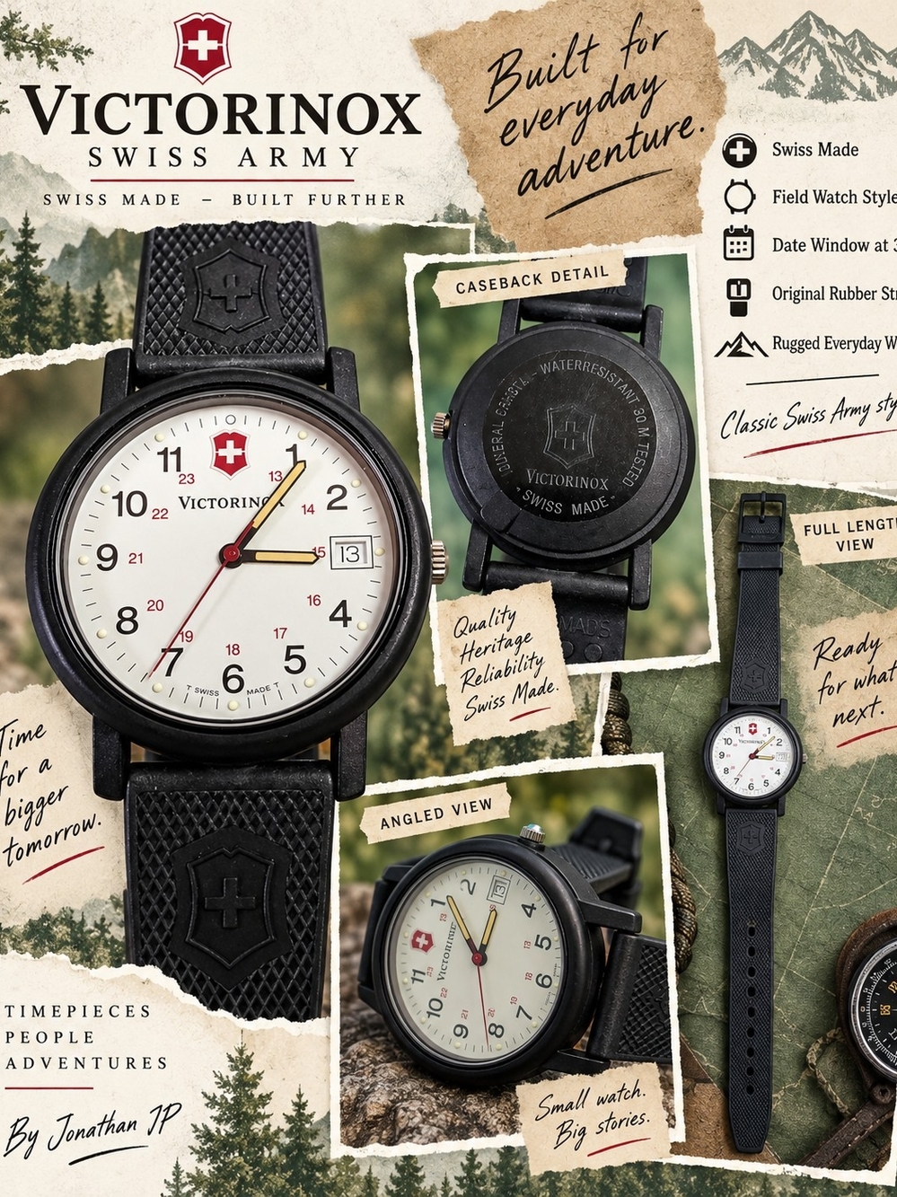 Victorinox Swiss Army White Dial Black Strap Field Watch